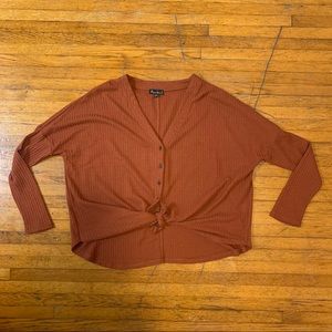 Button Front Tie Sweater